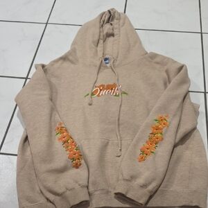O'Neill Beige Hoodie with Orange Floral Accents